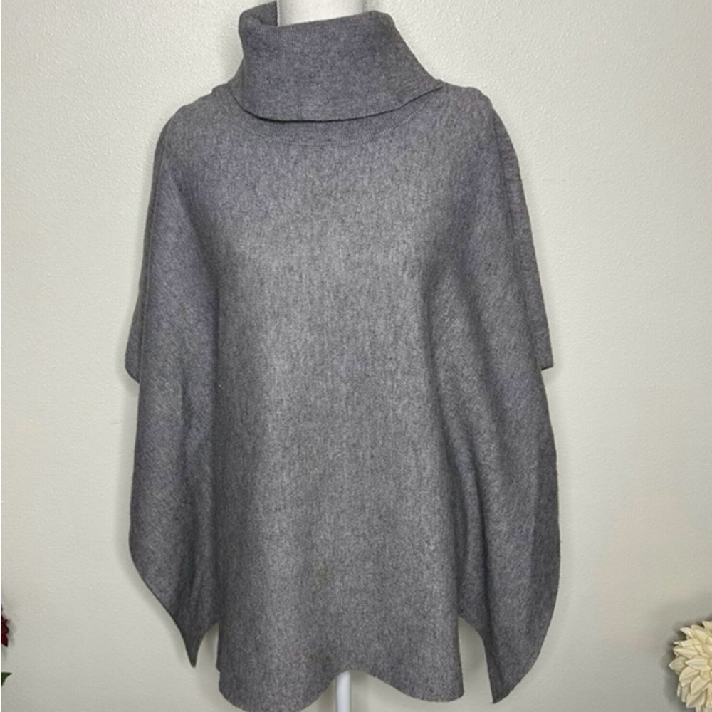 Anthropologie Oliver By Escio Grey Yellow Turtleneck Sweater Poncho Size Medium